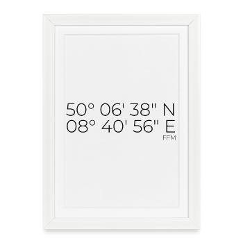 Coordonnées Francfort-sur-le-Main FFM - Affiche encadrée (27 × 37 cm) - blanc - Devant