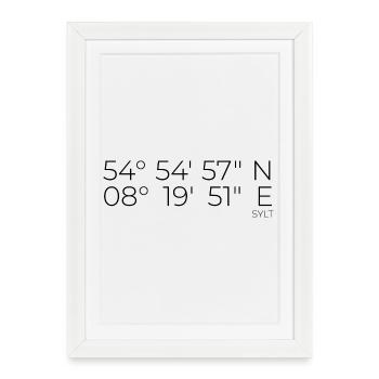 coordonnées Sylt - Affiche encadrée (27 × 37 cm) - blanc - Devant