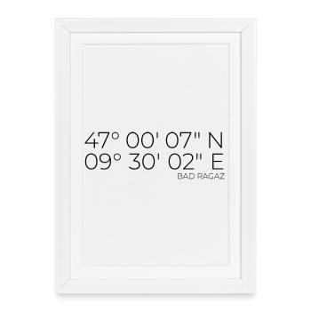 Coordinates Bad Ragaz, Switzerland - Framed poster (27 × 37 cm) - white - Front
