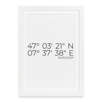 coordonnées Berthoud, Suisse - Affiche encadrée (27 × 37 cm) - blanc - Devant