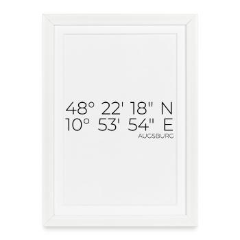 Coordonnées Augsbourg - Affiche encadrée (27 × 37 cm) - blanc - Devant