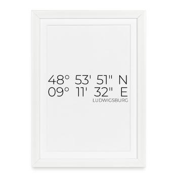 Coordonnées Ludwigsburg - Affiche encadrée (27 × 37 cm) - blanc - Devant