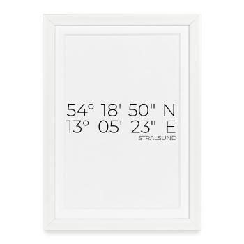 coordonnées Stralsund - Affiche encadrée (27 × 37 cm) - blanc - Devant