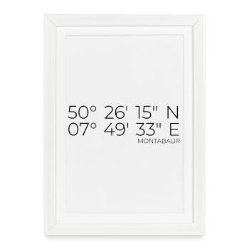 Coordonnées Montabaur - Affiche encadrée (27 × 37 cm) - blanc - Devant