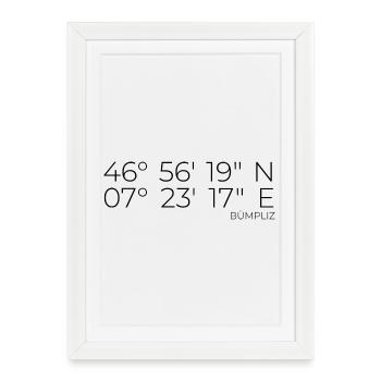 Coordonnées : Bümpliz, Berne, Suisse - Affiche encadrée (27 × 37 cm) - blanc - Devant