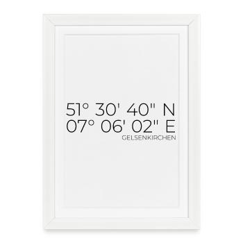 Coordinates: Gelsenkirchen, Germany, North Rhine-Westphalia - Framed poster (27 × 37 cm) - white - Front