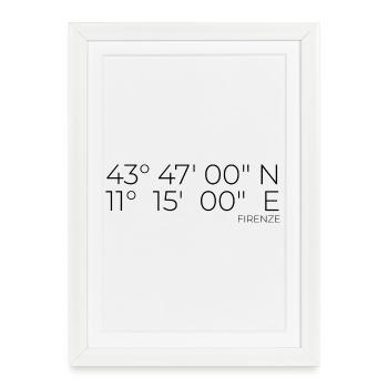 Coordonnées : Firenze, Florence, Italie - Affiche encadrée (27 × 37 cm) - blanc - Devant