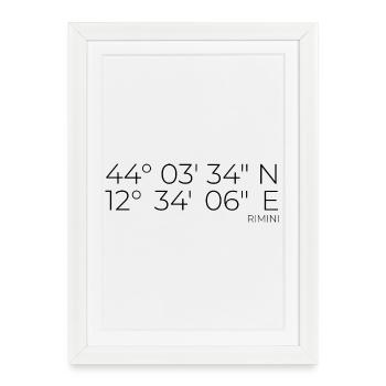 coordonnées Rimini, Italie - Affiche encadrée (27 × 37 cm) - blanc - Devant