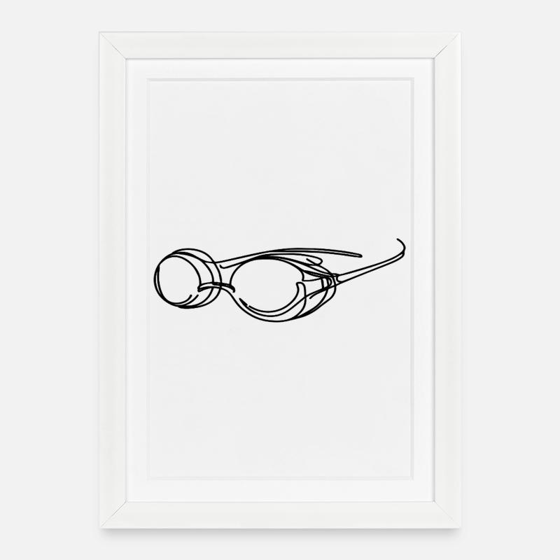Schwimmbrille Grafik - Gerahmtes Poster (27 × 37 cm) - Weiß