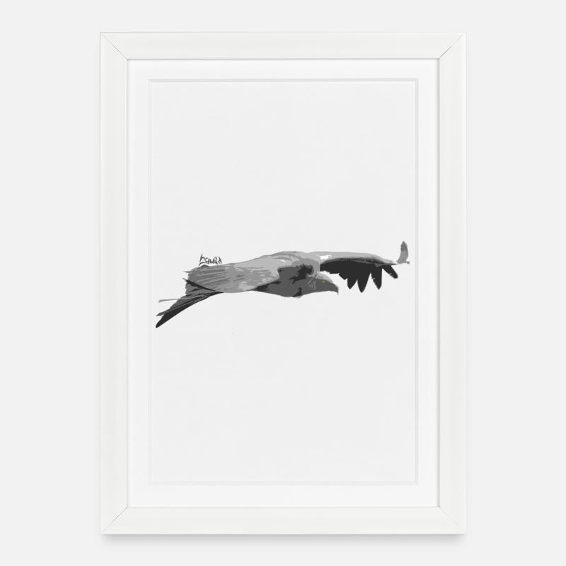 Griffon Vulture Silhouette - Framed poster (27 × 37 cm) - white