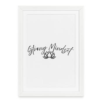 Strong Mindset – Meditation Lotus Design - Affiche encadrée (27 × 37 cm) - blanc - Devant