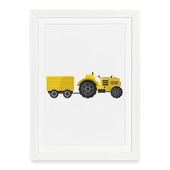 Traktor - Gerahmtes Poster (27 × 37 cm) - Weiß - Vorne