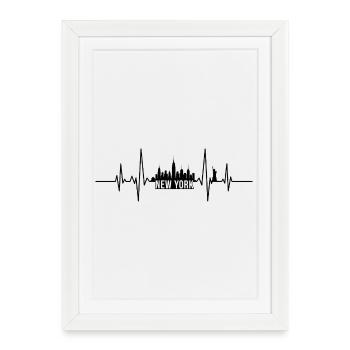 Skyline du battement de cœur de New York - Affiche encadrée (27 × 37 cm) - blanc - Devant