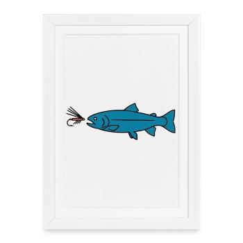 Fly Fishing Trout Bite Bait Vector - Framed poster (27 × 37 cm) - white - Front