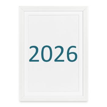 2026 Zahl Jahreszahl - Gerahmtes Poster (27 × 37 cm) - Weiß - Vorne