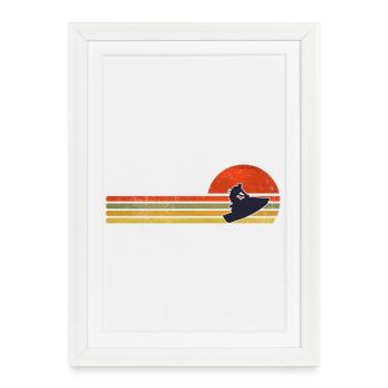 Retro Sunset Snowboard - Framed poster (27 × 37 cm) - white - Front