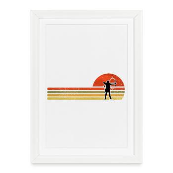 Silhouette rétro de Sunset Archer - Affiche encadrée (27 × 37 cm) - blanc - Devant
