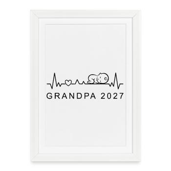 Annonce de grossesse sur le battement de cœur du bébé Grandpa 2027 - Affiche encadrée (27 × 37 cm) - blanc - Devant