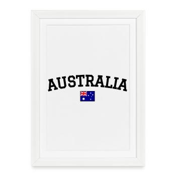 Drapeau australien Noir - Affiche encadrée (27 × 37 cm) - blanc - Devant