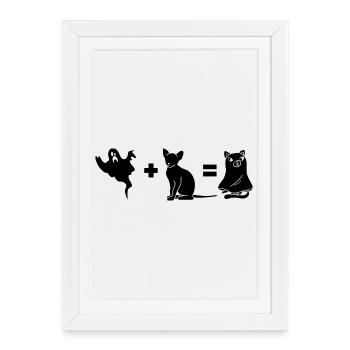 Fantôme chien drôle d’Halloween - Affiche encadrée (27 × 37 cm) - blanc - Devant