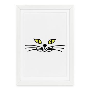 kitteh_face_green_eyes - Gerahmtes Poster (27 × 37 cm) - Weiß - Vorne