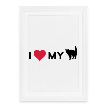 i love my cat - Affiche encadrée (27 × 37 cm) - blanc - Devant