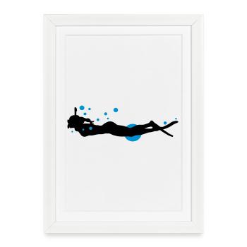 plongeur - Affiche encadrée (27 × 37 cm) - blanc - Devant