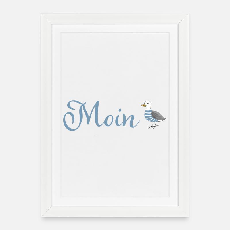 Moin Möwe - Gerahmtes Poster (27 × 37 cm) - Weiß