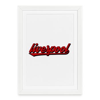 Lettrage rétro de football rouge - Affiche encadrée (27 × 37 cm) - blanc - Devant