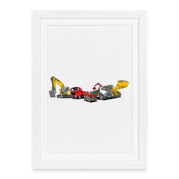 Construction Machinery Fleet - Framed poster (27 × 37 cm) - white - Front