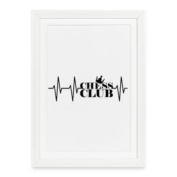 Club d’échecs pouls coeur symbole Crown Club - Affiche encadrée (27 × 37 cm) - blanc - Devant
