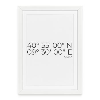 Coordonnées : Olbia, Sardaigne, Italie - Affiche encadrée (27 × 37 cm) - blanc - Devant