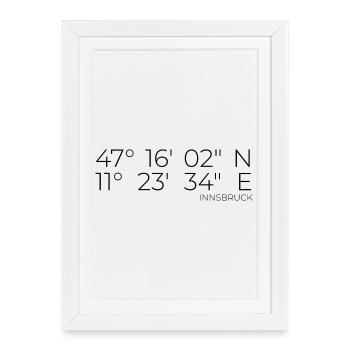 Coordonnées Innsbruck, Autriche - Affiche encadrée (27 × 37 cm) - blanc - Devant
