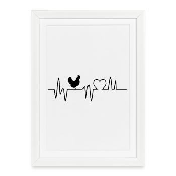 Chicken Rooster Hen Heartbeat Chickens Farmer Farmer - Framed poster (27 × 37 cm) - white - Front