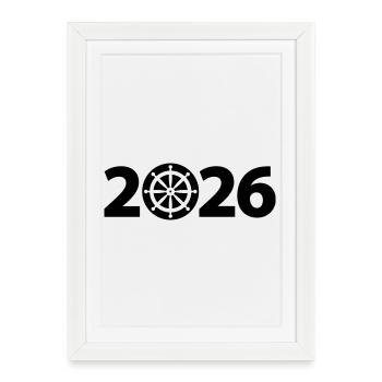 Marin 2026, Nautisme 2026, Capitaine 2026 - Affiche encadrée (27 × 37 cm) - blanc - Devant