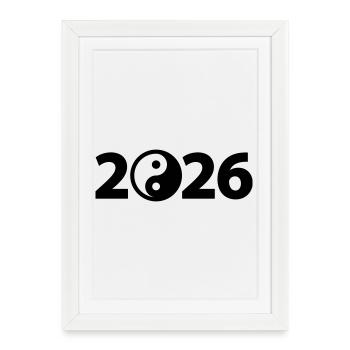 Ying Yang 2026, Harmonie 2026, Symbole du Yoga 2026 - Affiche encadrée (27 × 37 cm) - blanc - Devant