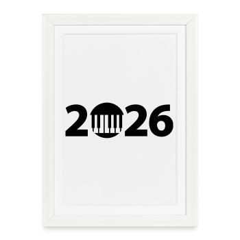 Piano 2026, Concert 2026, Pianiste 2026 - Affiche encadrée (27 × 37 cm) - blanc - Devant