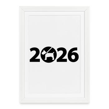 Chien 2026, Animal de compagnie 2026, Refuge 2026 - Affiche encadrée (27 × 37 cm) - blanc - Devant