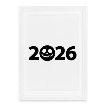 Crâne 2026 Halloween 2026 Jack-O-Lantern 2026 - Affiche encadrée (27 × 37 cm) - blanc - Devant