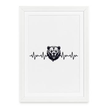 Bear ECG Heartbeat - Framed poster (27 × 37 cm) - white - Front