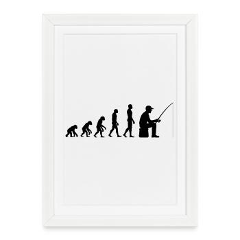 ÉVOLUTION VERS PÊCHEUR, JOURNÉE PARFAITE ET CAPTURE ! - Affiche encadrée (27 × 37 cm) - blanc - Devant