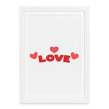 Amour en Lettres Rouge - Affiche encadrée (27 × 37 cm) - blanc - Devant