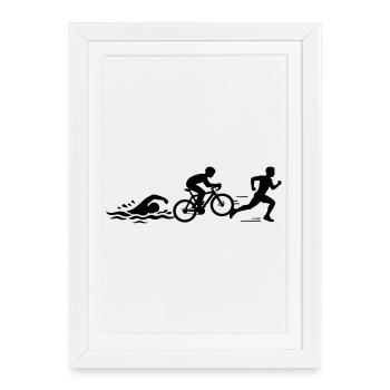 Triathlon Silhouette Sport - Affiche encadrée (27 × 37 cm) - blanc - Devant