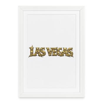 LAS VEGAS | Golden Skull Font - Framed poster (27 × 37 cm) - white - Front