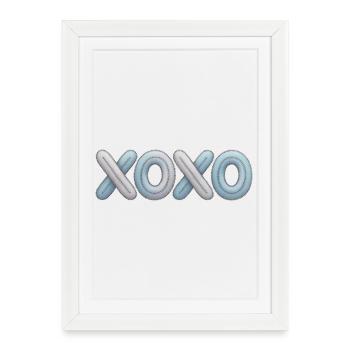 XOXO Patchwork Embroidery - Framed poster (27 × 37 cm) - white - Front