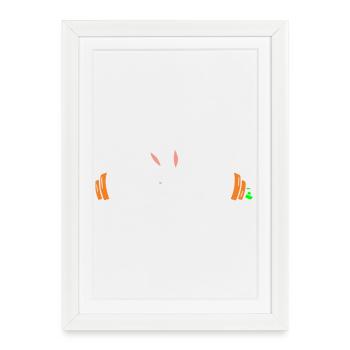 Hase Karotten Hantel Gewichte - Gerahmtes Poster (27 × 37 cm) - Weiß - Vorne