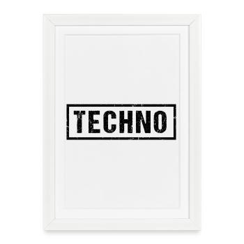 bold techno logo - Framed poster (27 × 37 cm) - white - Front