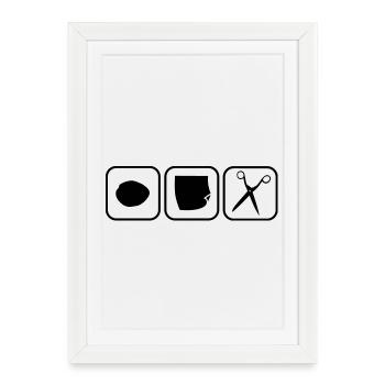 pierre papier ciseaux puits - Rock paper scissors - Affiche encadrée (27 × 37 cm) - blanc - Devant