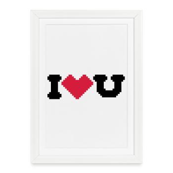 i love u - Affiche encadrée (27 × 37 cm) - blanc - Devant