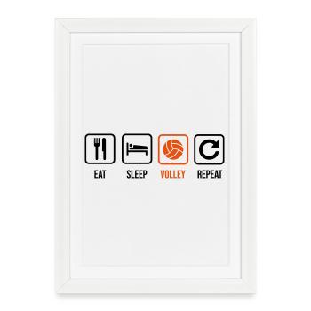 Eat. Sleep. Volley. Repeat. - Framed poster (27 × 37 cm) - white - Front